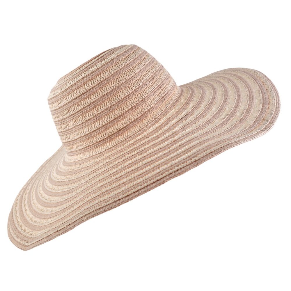 Jaclyn Smith Sun Hat Women's OS Pink Striped Wide Brim Beach Pool Summer Casual - Picture 3 of 10